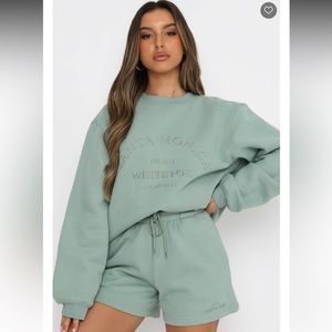 White fox boutique Best Of Both Oversized Sweatshirt Sage size S/M